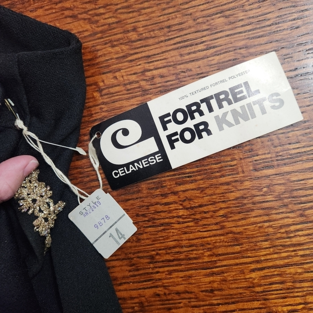 Vintage Celanese Formal Maxi Dress Black Size 14 NWT Fortrel Polyester - Picture 8 of 10